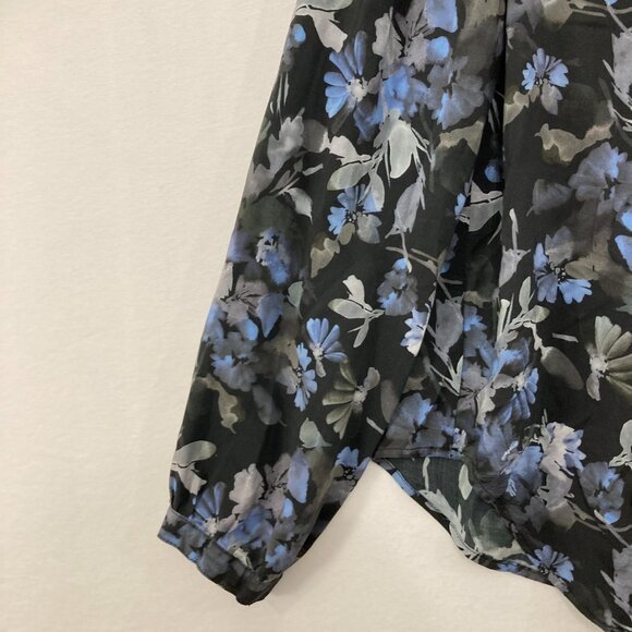 Bella Dahl size Small Black blue Floral Long Sleeve Button Up Feminine Preppy - Picture 4 of 12